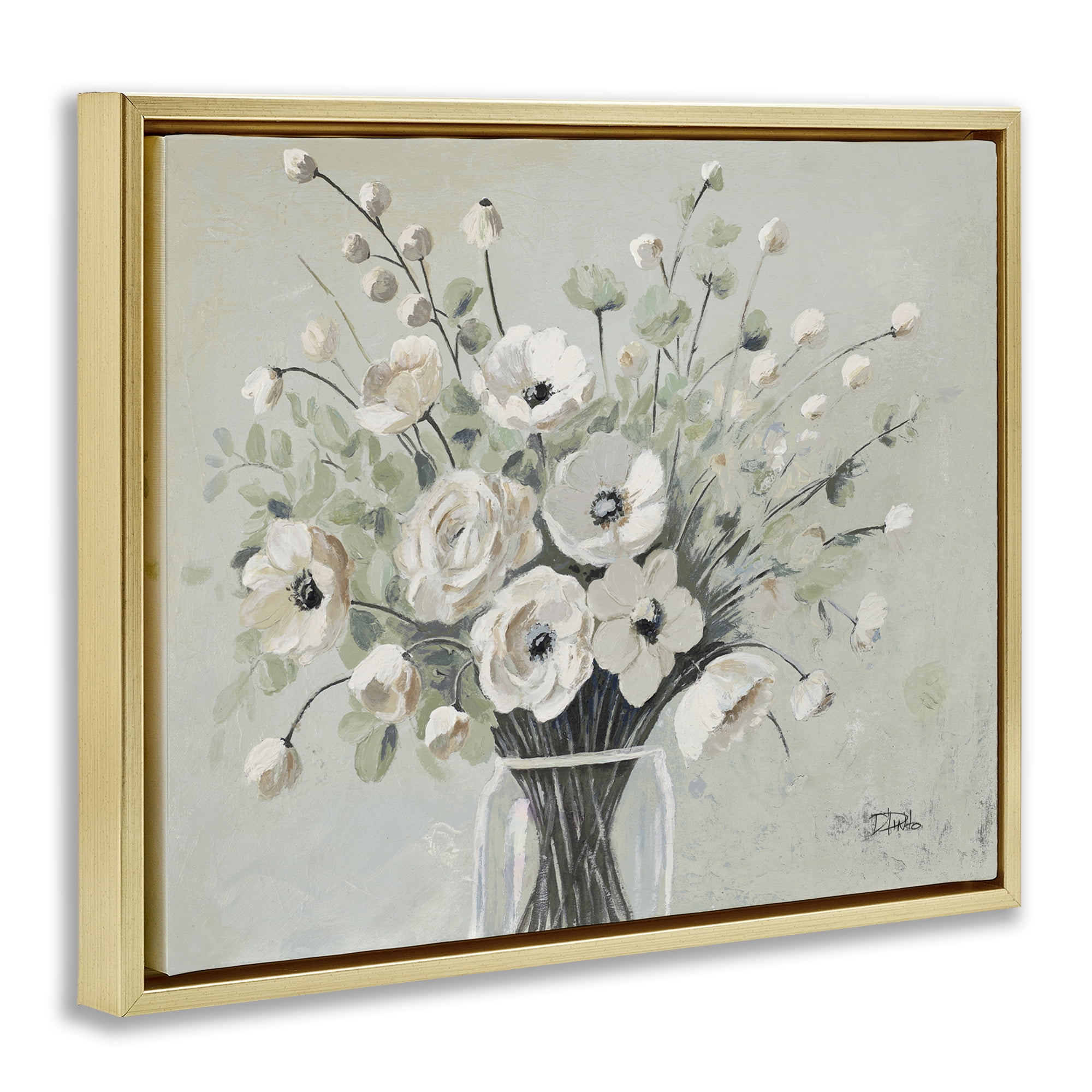 Stupell Industries Siempre Bella Bouquet Gold Framed Floater Canvas Wall Art, design by Patricia Pinto