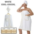 thumbnail image 5 of SEISSO Top-Tier & Premium Ultra-Thick Oversized Bath Skirt Wrap Bathrobe with Hair-care Drying Cap Super Absorbent Easy to Wear Fits All Women White XXXL-XXXXXL, 5 of 7