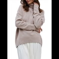 thumbnail image 3 of Suéter de Punto Grueso para Mujer, Jersey de Larga Cálido de Invierno, Top Informal. Caqui Talla Única, 3 of 9