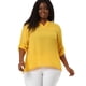 thumbnail image 3 of Blusa talgrande uxcell de mujer con cuello dividido y dobladillo alto bajo mangas 3/4 Amarillo XL, 3 of 6