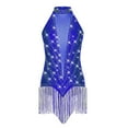 thumbnail image 7 of iiniim Women Shiny Latin Dance Leotard Fringe Salsa Tango Flapper Dress Cha Cha Cocktail Tassel Dress Blue XXL, 7 of 7