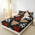 thumbnail image 3 of Manfei Chic Christmas Tree Full Size Sheets for Kids, Leopard Cheetah Print Bed Sheets, Fashion Checkered Plaid Sheet Sets, Microfiber Bedroom Decor, 4 Pieces, 3 of 6