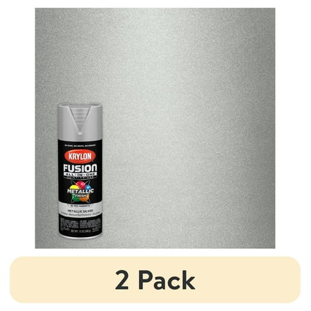 (2 pack) Krylon K02773007 Krylon Fusion All-In-One Metallic Silver Metallic 12 oz Spray Paint, Multi-Surface, (1 Piece, 1 Pack)