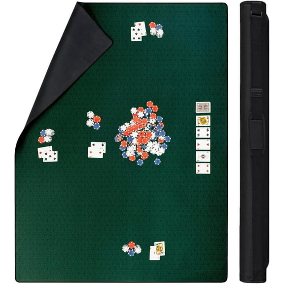 Feltectors Neoprene Game Mat Card Table Topper with Carry Storage Case, Green, 36 x 48 inches