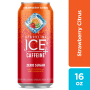 Sparkling Ice +Caffeine Naturally Flavored Sparkling Water, Strawberry Citrus 16 Fl Oz