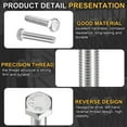 thumbnail image 3 of 2Pack M8-1.25 x 40mm Left Hand Hex Head Bolt, 304 Stainless Steel Reverse Fully Threaded  Fastener Screws Bolts for Machinery, Automobiles and Construction, 3 of 6