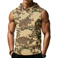thumbnail image 2 of Mens Sleeveless Hoodie Camouflage Pattern Drawstring Hooded Vest with Kangaroo Pocket Relaxed Fit Sportswear Top, 2 of 7