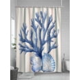 thumbnail image 5 of Boanket Polyester Fabric Navy Blue Coral Shower Curtain, Coastal Shell Summer Beach Stripe Waterproof Bathtub Curtain Bathroom Decor Set with Hooks 48 x 72 Inches,, 5 of 6