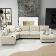 thumbnail image 5 of Harper & Bright Designs Modern U-Shaped Cloud Couch Set with Oversized Chaise Lounge, Chenille 6-Seat Sectional Sofa Sleeper Bed with Cup Holders for Living Room, Beige, 5 of 16