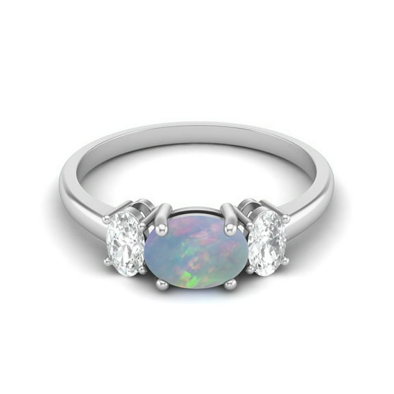 Mooneye 1.50 Cts Ethiopian Opal 925 Sterling Silver Three-Stone Past, Present and Future Ring