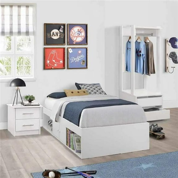 InRoom Furniture B077 Bed, White - Twin Size