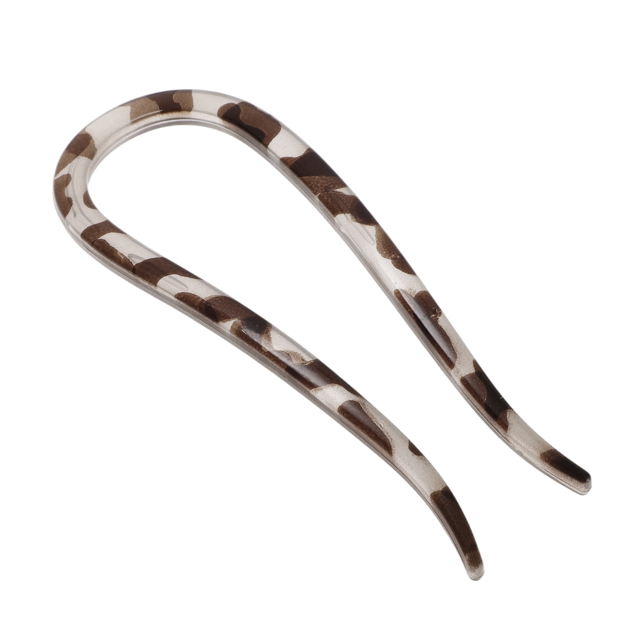 Unique Bargains U-shaped Hair Pin 4.33"x1.57" 1 Pc Dark Brown, Transparent Gray