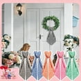 thumbnail image 2 of Personalized Wreath Sash for Front Door Decor, Custom Initial Plaid Ribbon Swag for Easter Spring Summer Holidays, Farmhouse Porch Entryway Home Decor, Green/Pink/Orange/Black/Blue Checkered, 2 of 8