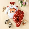 thumbnail image 2 of Girls Long Sleeve Cartoon Romper Bodysuit Dot Prints Pants Headbands Outfits Baby Rompers Boy Unisex Clothes White 6-9 Months, 2 of 7