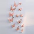 thumbnail image 4 of Juego de pegatinas de pared de mariposa huecas de metal rosa para sala de estar, dormitorio, fondo de TV, pegatinas decorativas de grafiti, 4 of 5