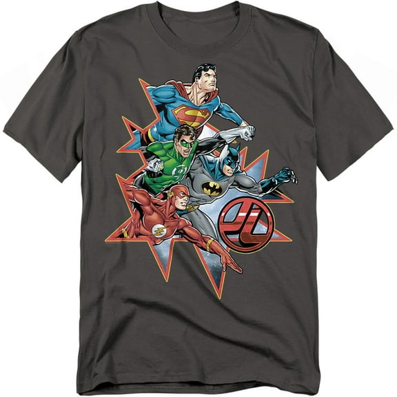 JLA T-Shirt Starburst Unisex Graphic Tee For Men & Women Charcoal
