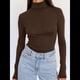 thumbnail image 4 of Camisetas de Larga para Mujer, Ropa Interior Térmica Básica de Otoño, Ropa de Invierno Granate S, 4 of 10