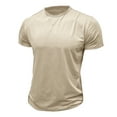 thumbnail image 3 of IYTR Solid Color Mens T Shirts Gym Workout Athletic Shirt Short Sleeve Sports Shirts Casual Summer Tee Shirt Tops Beige XXL, 3 of 4