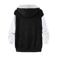 thumbnail image 3 of Winter Clearance Deals PITAUCE Womens Zip Up Plush Color Block Stitching Sherpa Flannel Winter Jacket Coat Warm Fleece Blanket Jackets with Hood for Women White XXL, 3 of 4