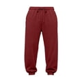 thumbnail image 4 of Men's Baggy Sweatpants Lightweight Fleece Wide Leg Drawstring Sweat Pants,Casual Lounge Joggers with Pockets Slacks Size 2XL Wine, 4 of 6