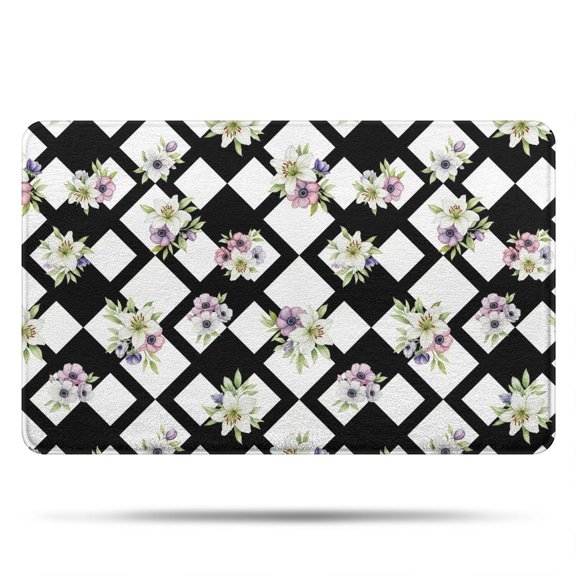 Pioneer Flower Floral Print Pattern Bathroom Rugs Mat, Non Slip Microfiber Bathroom Rug with Rubber Backing, Soft Mats for Bathroom Floor Tub Shower, 20"x32"