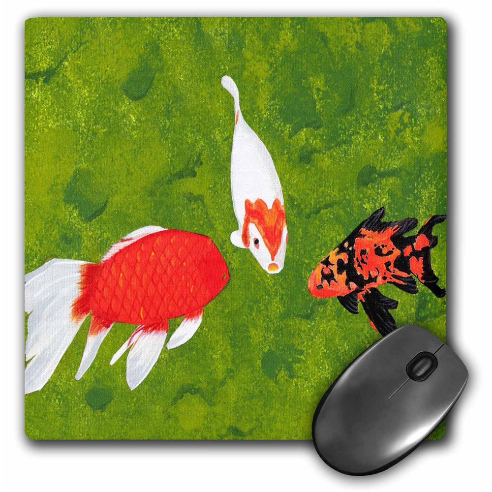3dRose Koi Fish School Meeting, Mouse Pad, 8 by 8 inches