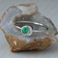 thumbnail image 3 of Diamond & Emerald Halo Ring, 925 Sterling Silver Ring, Anniversary Ring, Bezel Set, May Birthstone Ring, Handmade Fine Jewwelry., 3 of 3