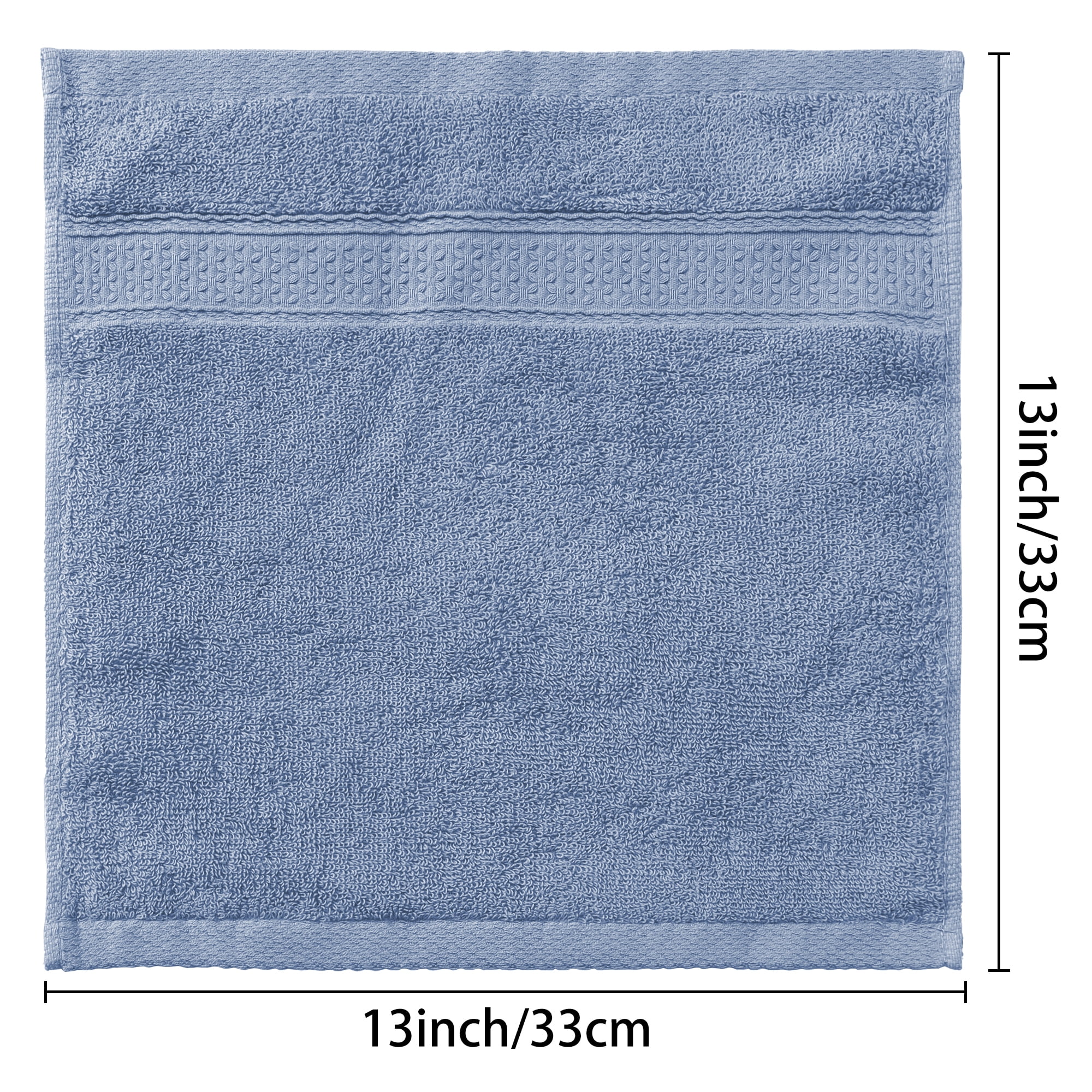 Unique Bargains 13"x13" Absorbent Cotton Dish Kitchen Plain Towels Blue Gray