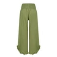 thumbnail image 5 of RPVATI Women Linen Pants Wide Leg Boho Smocked Flowy Elastic High Waisted Palazzo Pants Summer Casual Ruffle Hem Beach Boho Vacation Pants with Pockets Army Green 3XL, 5 of 5