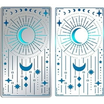 Moon Sun Metal Journal Stencils Star Stainless Steel Stencils Templates for Drawing Wood Burning Pyrography and Engraving Scrapbooking 4x7 inch for DIY