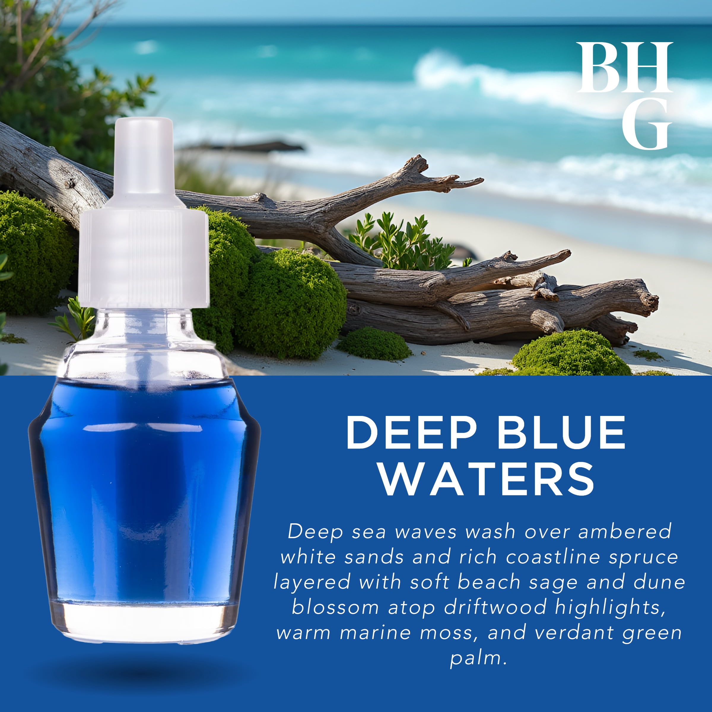 Better Homes & Gardens Aroma Accents Plug-in Fragrance Oil Refill, Deep Blue Waters, 24 mL