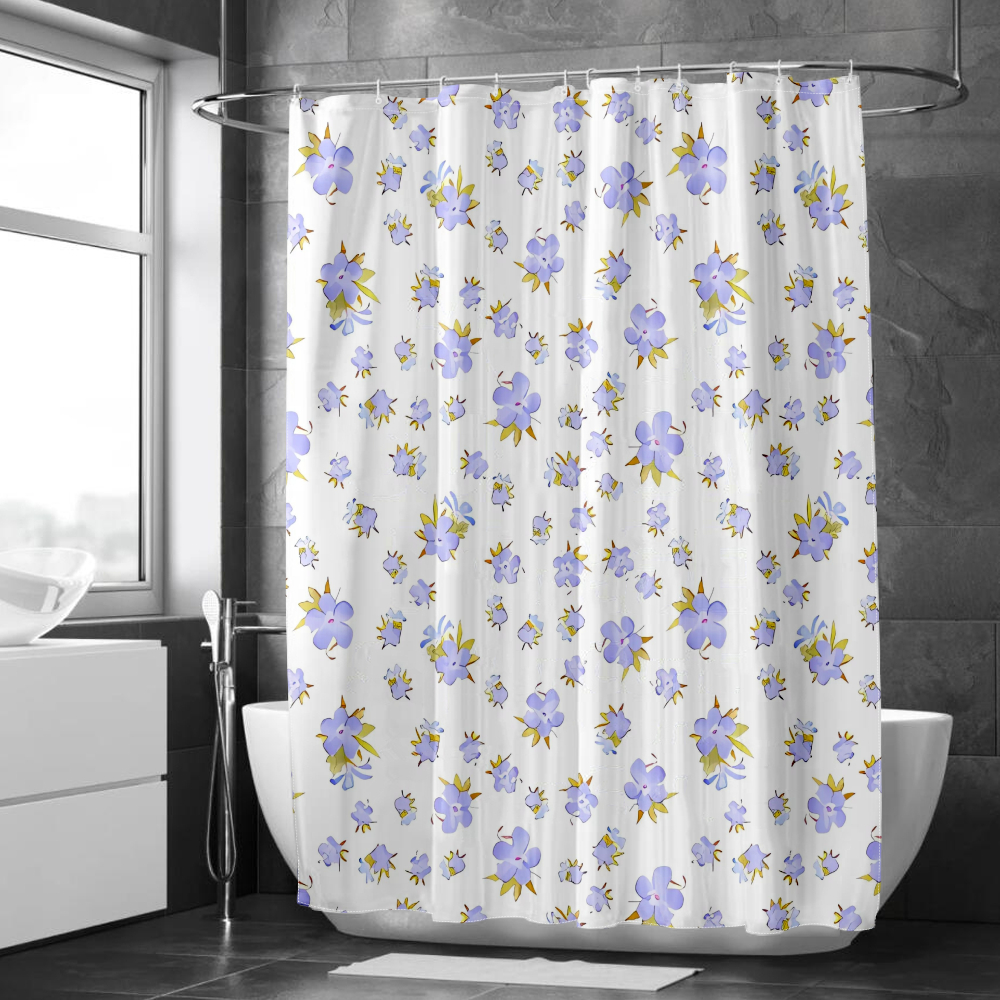FABOTD Light Purple Floral Shower Curtain Set Shower Curtains for Bathroom Modern Minimalist