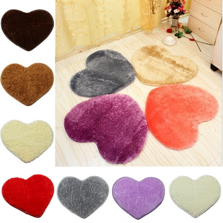 Heart Door Shaggy Anti-Skid Door Mat, Multi-Colors Fluffy Soft Comfort Plush Lovely Heart Shape Rug Dining Room Carpet Bedroom Floor Mat Home Decor ()