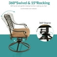 thumbnail image 3 of MEETWARM Outdoor 9-Piece Patio Dining Set, All-Weather Cast Aluminum Patio Conversation Set- 8 Cushioned Swivel Rocker, 61" Round Patio Dining Table w/Detachable Lazy Susan/Umbrella Hole, Dark Bronze, 3 of 9