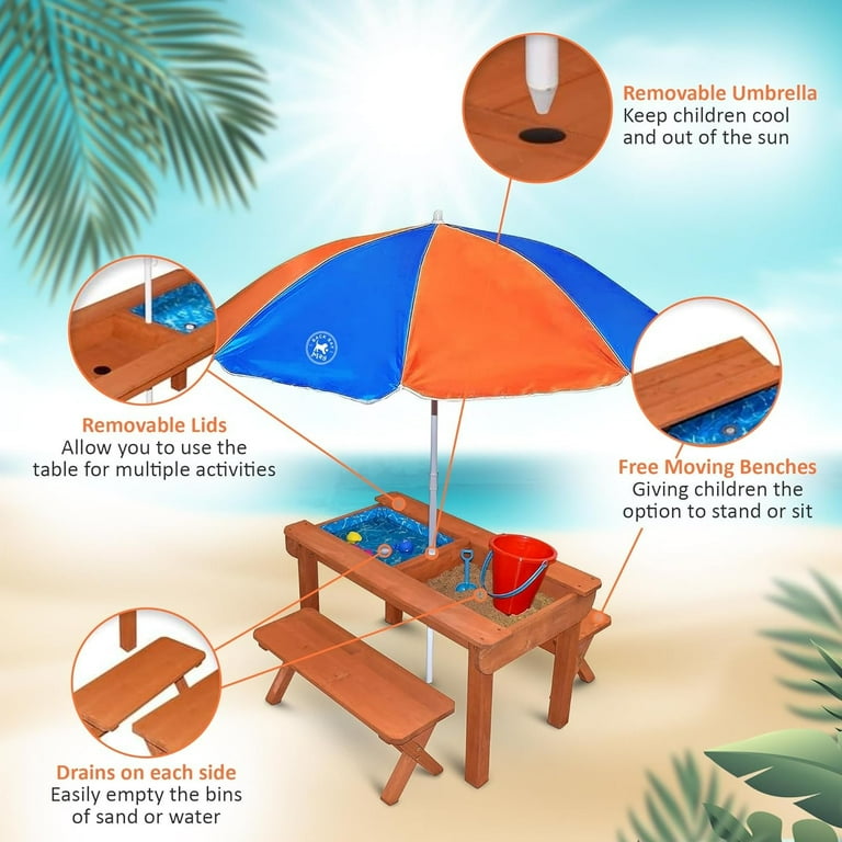 Wooden sand and water table best sale with lid