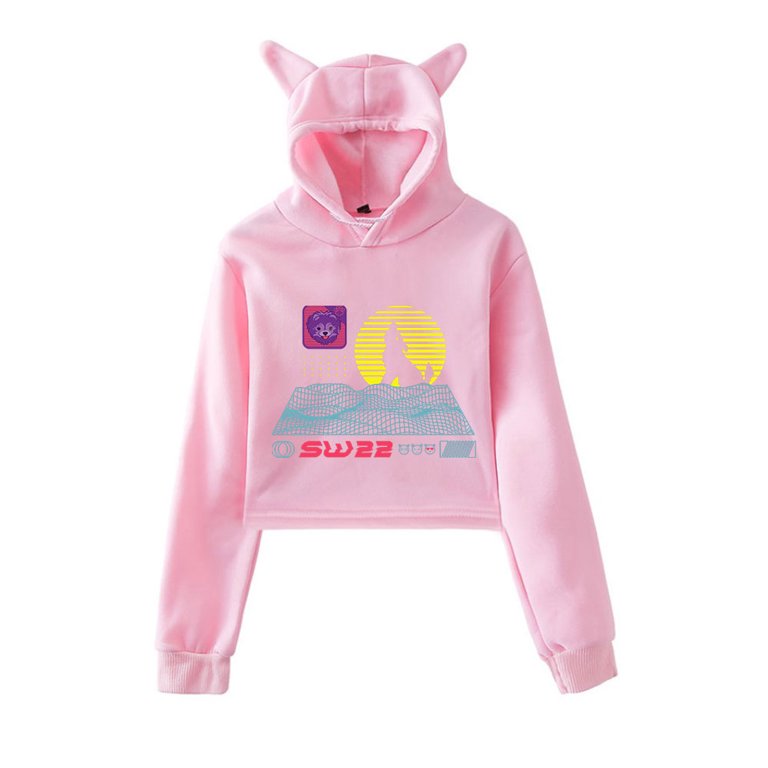 SssniperWolf Synthwave Logo Girls' Pullover Hoodie - Cat Ear