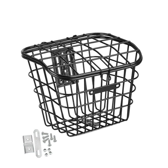 BAOSITY Bike Basket Accessories with Lid, Front Handlebar Storage Basket, Hanging Bike Basket for Hiking, Road Bikes, Outdoor Black
