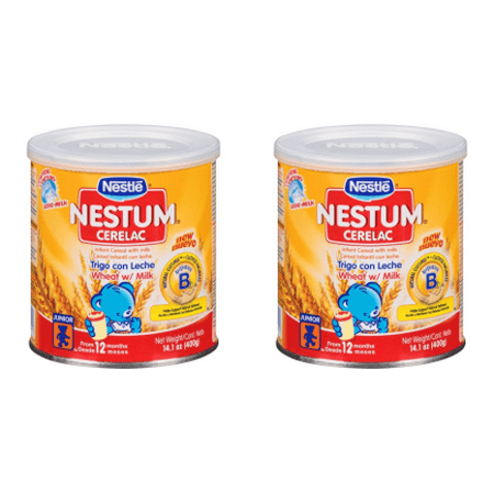 (2 Pack) Nestle Nestum Cerelac Wheat Infant Cereal with Milk 14.1 oz. (Best Infant Cereal To Start With)