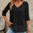 thumbnail image 2 of Awdenio Women's Clothing Embroidered Blouses 2026 Short Sleeve Lace Trim Crew Neck Trendy Casual Tops Pullover Shirts, 2 of 7