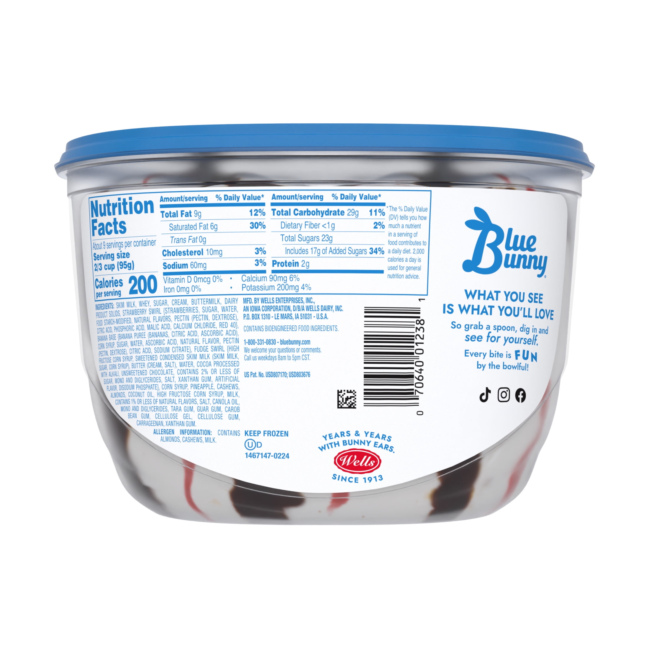 Blue Bunny Banana Split Premium Frozen Dessert, 46 fl oz