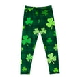 thumbnail image 6 of Avrnliq St. Patrick's Day Girls Leggings, Green Shamrock Plaid Elastic Waist Pants, Stretchy Opaque Holiday Leggings for Kids Age 4-10,Size 5 T, 6 of 7
