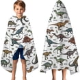 thumbnail image 3 of White Dinosaurs Label Pattern Hooded Bath Towel，60"x35" for Ages 3 To 12 Kids, Quick Dry Lightweight Soft Microfiber Hood Beach Towel Cover Up for Kids, 3 of 7