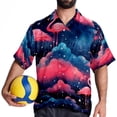 thumbnail image 4 of Starry Sky Flamingo Men's Short Sleeve Printed Poplin Beach Shirts with Spread Collar - Casual Button Down Summer Tops for Unisex, 4 of 6
