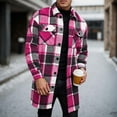 thumbnail image 2 of Mens Plaid Trench Coat Single Casual Long Jackets Button Down Lapel Shirt Jacket Fashion Thick Warm Overcoat, 2 of 5