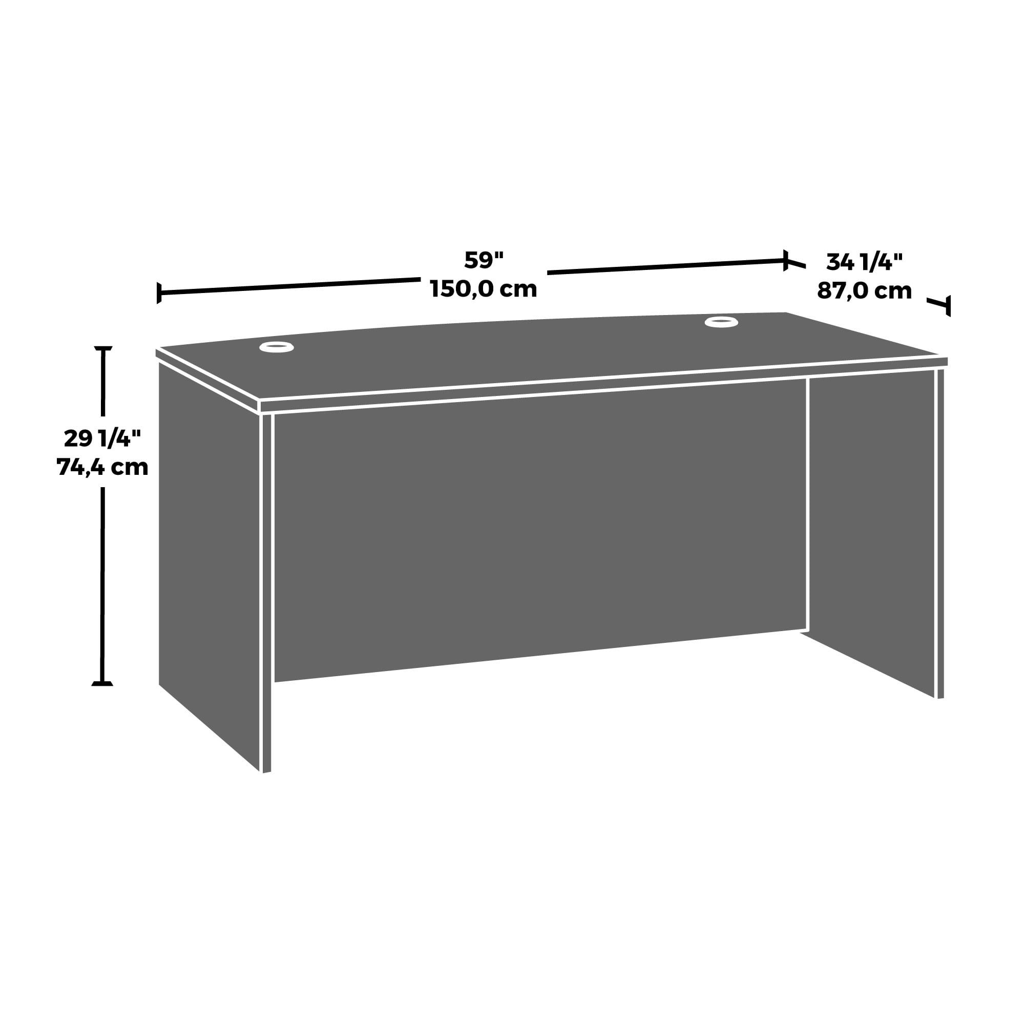 Sauder Affirm Engineered Wood Bowfront Executive Desk in Hudson Elm/Brown