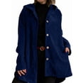thumbnail image 2 of Women'S Autumn and Winter Long-Sleeved Hooded Loose Corduroy Casual Jacket Navy Blue XL, 2 of 6