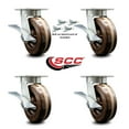 thumbnail image 2 of 6 Inch Kingpinless High Temp Phenolic Caster Set with Brakes and Swivel Locks, 2 of 2