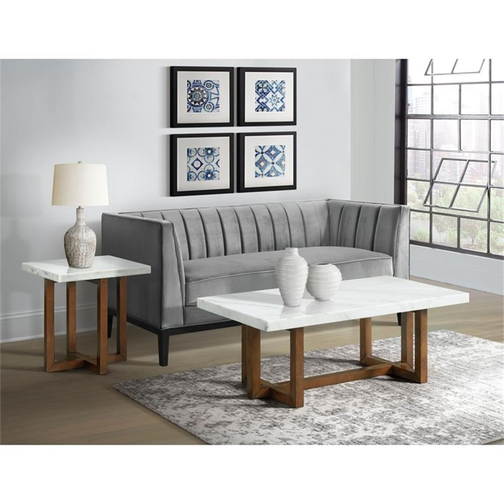 Picket House Furnishings Meyers Marble Rectangular Coffee Table in White