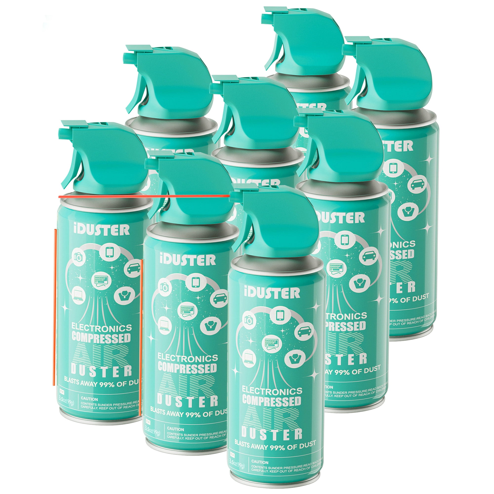 iDuster Compressed Air Spray, Canned Air for Keyboard Cleaning, Air Duster Effective for Removing Dust, Hair, Crumbs, and Debris from Laptops, Jewelry,  3.5oz-8can