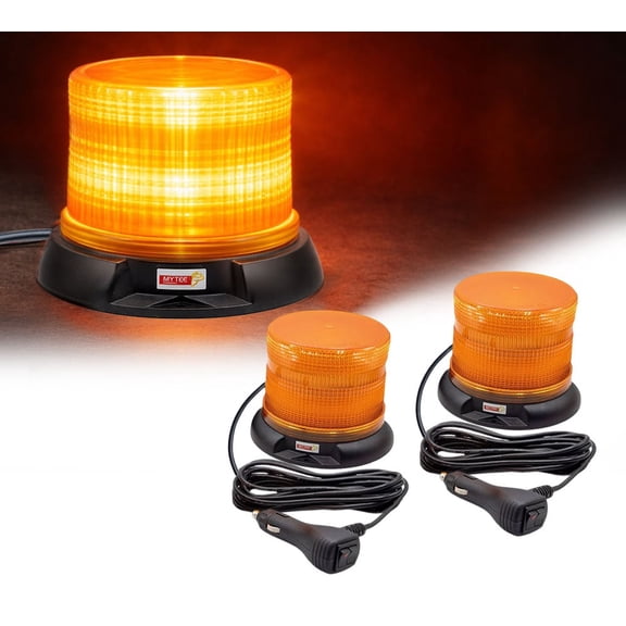 2 Pack 5" Amber LED Strobe Lights for Trucks SAE Class 1 - 12-24V High Visibility Emergency Safety Warning Caution Light - Magnetic Mount Multiple Flash Patterns